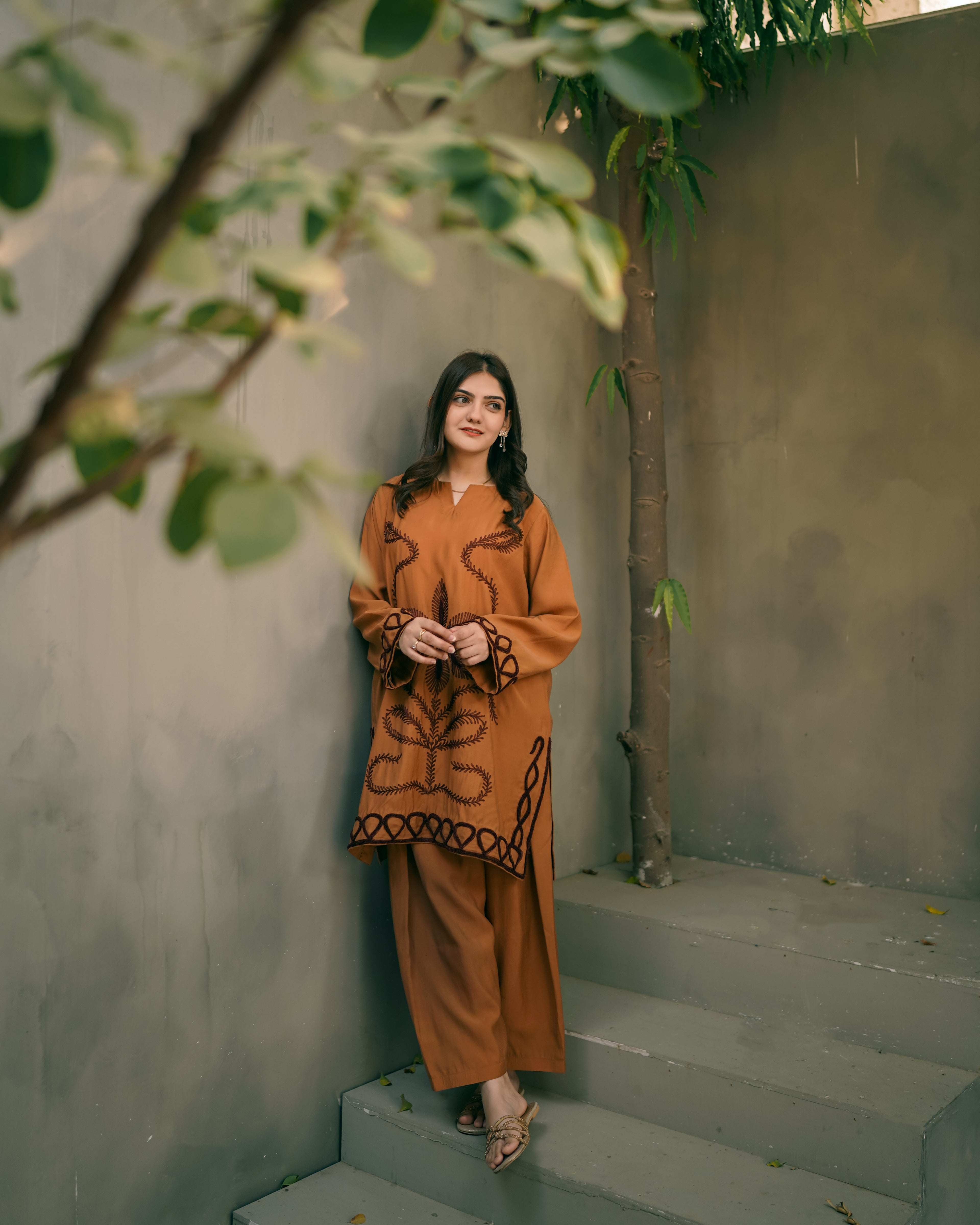 2 PIECE- Embroidered Tropical